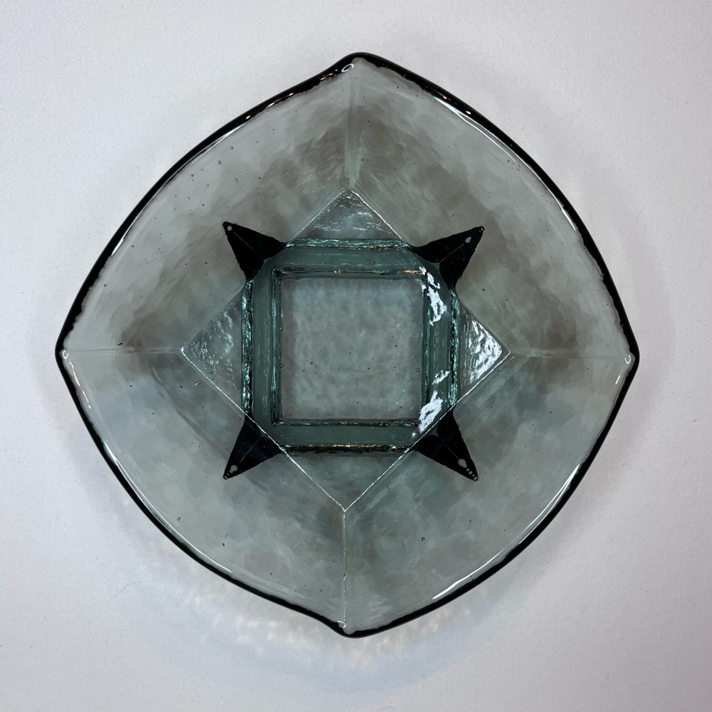 Authentic Fire & Light Recycled Glass Art Jewelry Cache Tray Dish Twilight 4”x4” - Picture 4 of 10